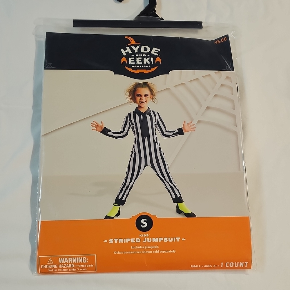 HYDE & EEK! Kids Size Small Black White Striped Jumpsuit New